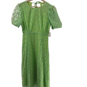 Free People x Greylin Bright Green Suki Embroidered Overlay Midi Dress Small